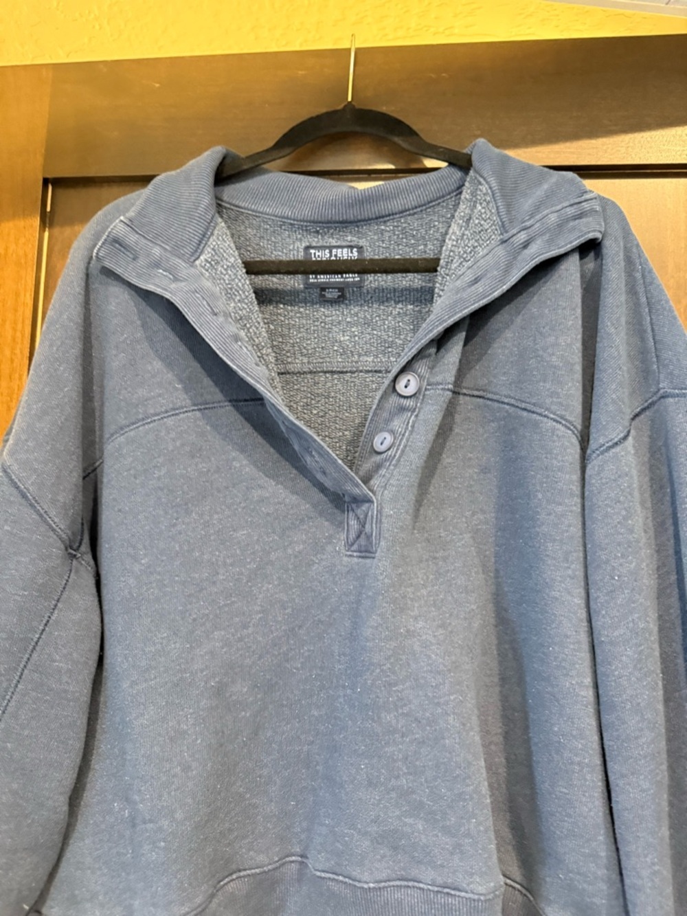 American Eagle Outfitters Women's Slate Blue  button-Up Pullover